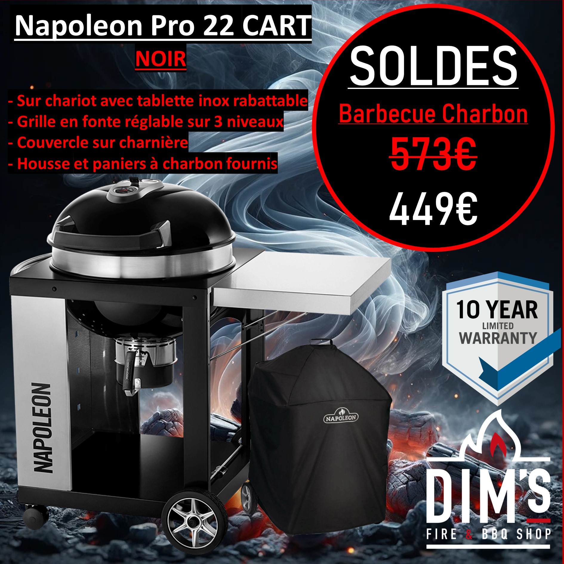 Napoleon Pro 22 Cart - Dim's Fire BBQ Shop