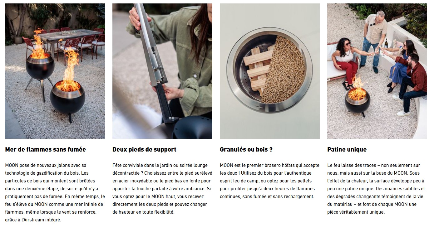 Hofats MOON 55 Brasero avec pied haut et bas